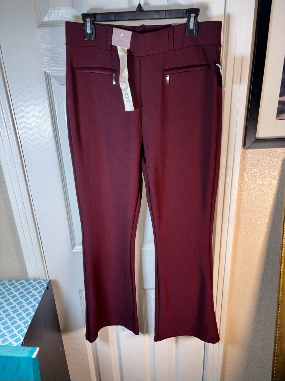 NWT Women's Stretch Bootcut Pants in Burgundy - Picture 1 of 10